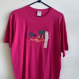 Yazbek Woman's NEW T shirt Cozumel SZ L Heavy Weight Pink Sh Sleeves